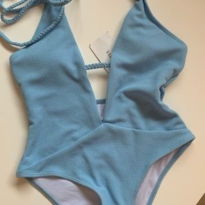 NWT ZAFUL Light Blue One Piece Bathing Suit